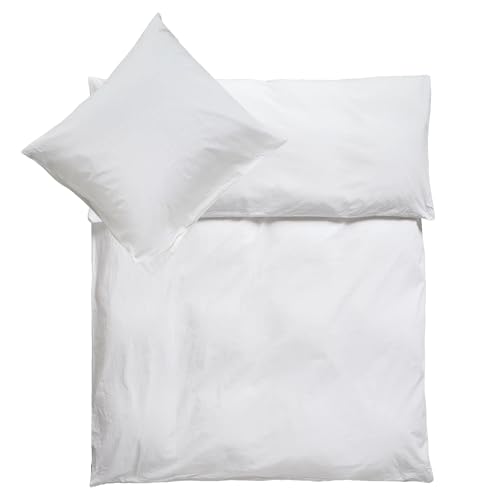 Julido Jersey-Bettwäsche-Set und Kissenbezug, 100% Baumwolle (Oeko-TEX). 2-teiliges Bettwäsche-Set mit Kunststoff-Druckknöpfen, ultraweich und atmungsaktiv (Weiss, 100 x 135 + 40 x 60 cm)