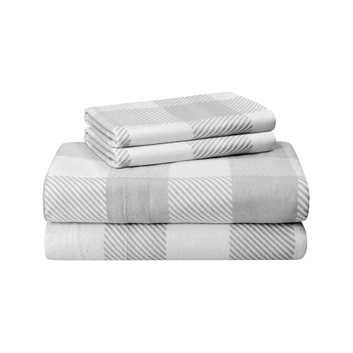 Featherhead Bedrucktes Flanell-Bettwäsche-Set mit extra tiefen Taschen, 100 % Bio-Bettwäsche – Luxuriöses 4-teiliges weiches Bettwäsche-Set für King-Size-, Queen-Size- und Doppelbetten (Queen-Size)