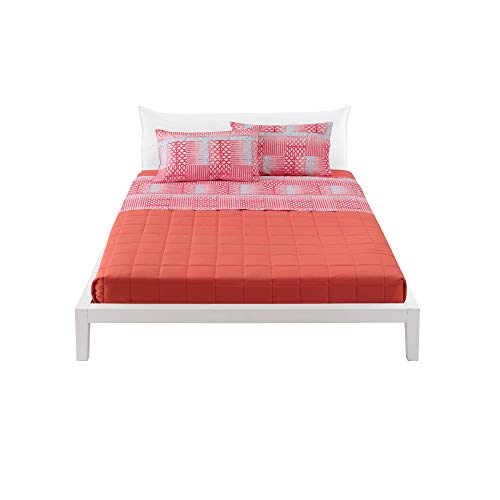 Bassetti Bettwäsche-Set für Doppelbett, 100 % Baumwolle, Ober- und Unterteil + 2 Kissenbezüge (rot- rosa)