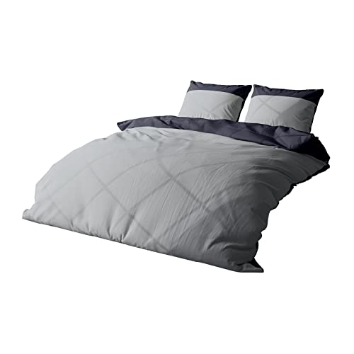 Lorena Uni Mako-Satin Bettwäsche Classic Hut Silber, 1 Bettbezug 135 x 200 cm + 1 Kissenbezug 80 x 80 cm