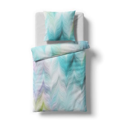 fleuresse Mako-Satin Bettwäsche Bed Art S Albany blau 1 Bettbezug 155 x 220 cm + 1 Kissenbezug 80 x 80 cm