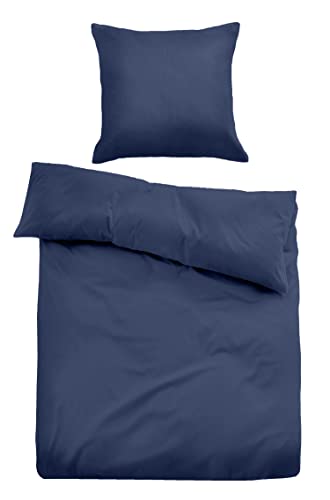 TOM TAILOR 0620600 Bettwäsche Garnitur mit Kopfkissenbezug Perkal - Simple Life 1x 155x220 cm + 1x 80x80 cm, Indigo Blue