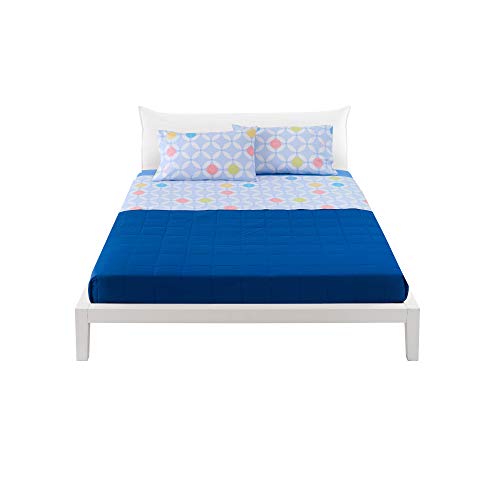 Bassetti Bettwäsche für Doppelbett (Bettwäsche aus 100 % Baumwolle, Unterlaken + Oberlaken + 2 Kissenbezüge Adam) (blau)