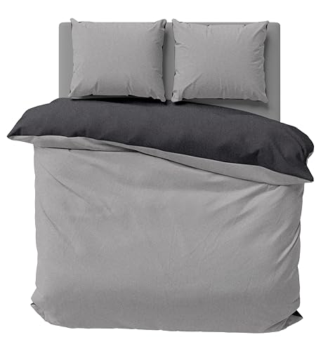 one-home Winter Bettwäsche Doubleface Uni Wende kuschelig flauschig warm weich Fleece, Größe:3 teilig 200x200 cm, Farbe:grau/anthrazit one-home Winter Bettwäsche Doubleface Uni Wende kuschelig flauschig warm weich Fleece, Größe:3 teilig 200x200 cm, Farbe:grau/anthrazit