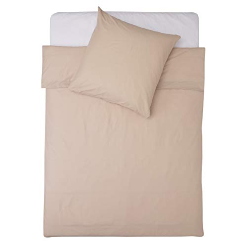 Lumaland Premium Bettwäsche | Bettbezug 155 x 220 cm & Kissenbezug 80 x 80 cm | Everyday Ganzjahres Bettbezug mit YKK Reißverschluss [Beige]
