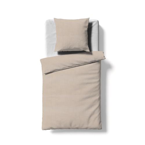 fleuresse Musselin Bettwäsche 135x200 Faro Porzellan Sand Uni 614446-9050