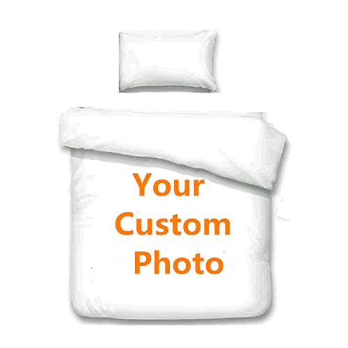 Personalisierte Foto Angepasste, Personalisierte Bettwäsche Set, Eigenes Foto Custom Foto Bettbezug Kissenbezüge, Personalisiert Bettbezüge 135x200 cm Paar Baby Pet Hund Katze Gamer (135 x 200 cm)