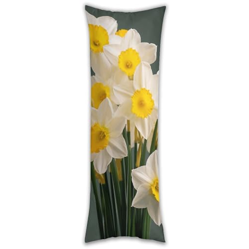 Narzissen-Foto-Kissenbezu g, ultraweich, atmungsaktiv, langer Körperkissenbezug mit Reißverschluss, dekorativer Bettwäsche, Kissenbezug, Überwurfkissenbezüge für Schlafzimmer, Couch, 50,8 x 137,2 cm