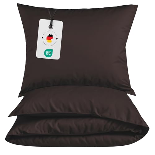 Carpe Sonno® Bettwäsche 155x220 Baumwolle | Bettwäsche Braun | Renforce Bettbezug 155x220 | Baumwoll Bettwäsche 155x220 | Bettwäsche-Sets als Allergiker Bettwäsche Baumwolle 155x220 geeignet