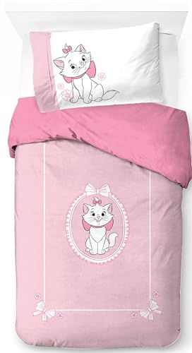 Jay Franco Disney Aristocats 100% Baumwolle Einzelbett Bettbezug Set – Marie Kitty Bettwäsche Weiß Enthält Kissenbezug 50 x 70 cm