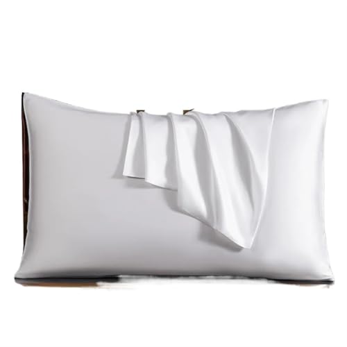 Seidenkissenbezug Kissenbezug aus natürlicher Maulbeerseide, 50 x 70, 65, echte Seide, schützt die Haut, Bettwäsche, Kissenbezüge, Bezug für Haar und Haut(White,40x70cm 1pc)