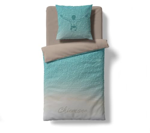 Chiemsee Renforcé-Bettwäsche-Gar nitur Jumper, Farbe Türkis, Größe 135x200 + 80x80 cm