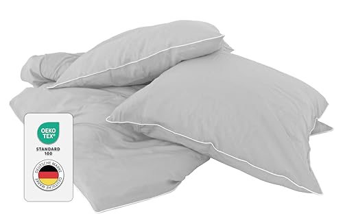 jilda-tex Luxus Premium-Bettwäsche aus Eukalyptus 100% Lyocell Tencel Zertifiziert besonders nachhaltig (Hellgrau, 1 TLG. 135x200cm)