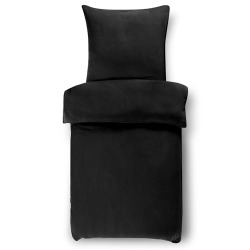 STUPENDO Bettwäsche 135x200 x Kissenbezug 80x80 cm, Musselin Baumwolle Bettgarnitur Set, 4 Jahreszeiten, Leicht und Atmungsaktiv, 60% Lyocell 40% Baumwolle, Weich und Glatt, 2 Teilig Einfarbig Schwarz