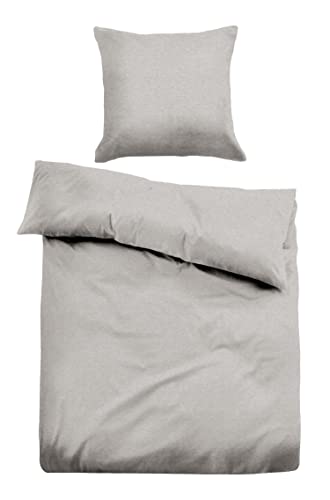 TOM TAILOR 0449853 Bettwäsche Garnitur mit Kopfkissenbezug Baumwoll Linon - UNI MELANGE 1x 135x200 cm + 1x 80x80 cm, taupe