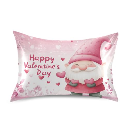 Happy Valentine Cartoon Zwerge Herz weicher Kissenbezug Kissenbezüge ägyptische Baumwolle Weiß fundas King Standardgröße 50,8 x 66 cm