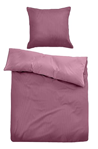 TOM TAILOR 0069940 Bettwäsche Garnitur mit Kopfkissenbezug Baumwoll-Satin Fine Stripes 1x 155x220 cm + 1x 80x80 cm wild Berry