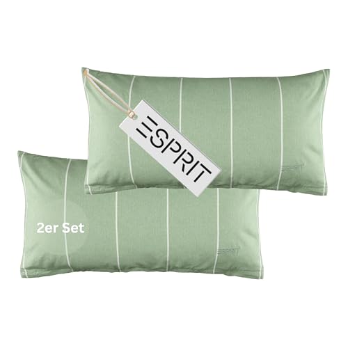 Esprit Home 2er Set Premium Kopfkissenbezug 40x80 Baumwolle - Grün - 2teilig - Kopfkissenbezüge mit Esprit-Logo gestickt - Doubleface - farblich passend zur Bettwäsche mit Reißverschluss Esprit Home 2er Set Premium Kopfkissenbezug 40x80 Baumwolle - Grün - 2teilig - Kopfkissenbezüge mit Esprit-Logo gestickt - Doubleface - farblich passend zur Bettwäsche mit Reißverschluss