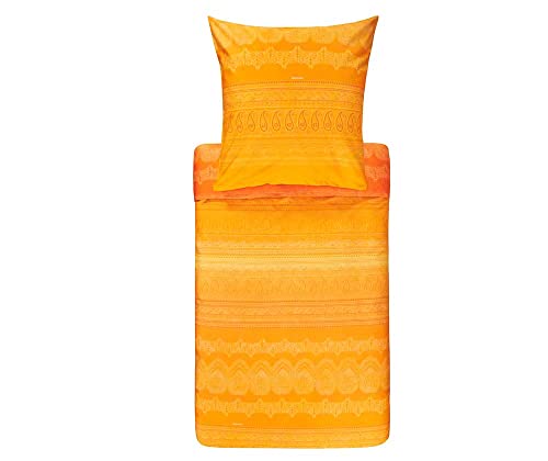 Bassetti Mako-Satin Bettwäsche-Garnitur Brunelleschi Farbe Mandarine O2 Größe 155x220+80x80