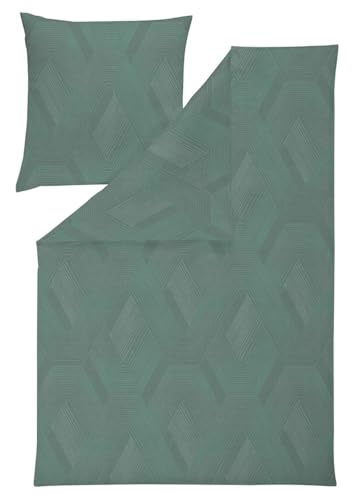 ESTELLA Mako Jersey Bettwäsche 155x220 Quinn alge grün Rauten 6895-545