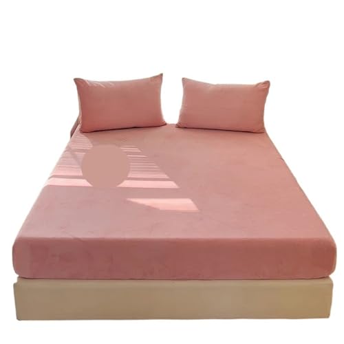 WAJJWI Winterbettwäsche, Laken, Bettlaken, Bettüberwurf, Bettwäsche, Thermolaken, Samtlaken, Matratzenschoner aus Korallenvlies für Bett Shaggy und Plüsch(Pink,150x200cm)
