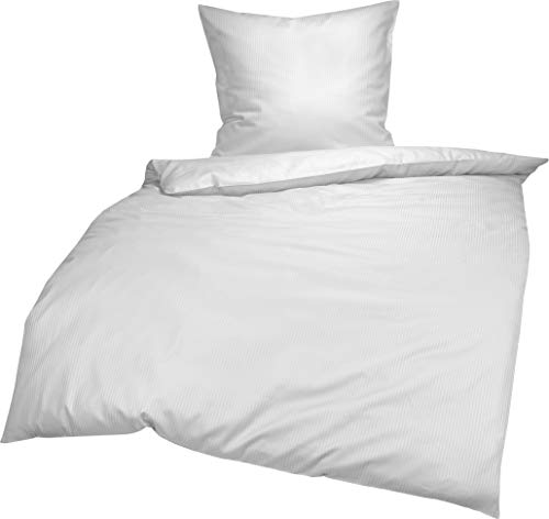 Lorena Mako-Satin Bettwäsche Venedig weiß 1 Bettbezug 135 x 200 cm + 1 Kissenbezug 80 x 80 cm