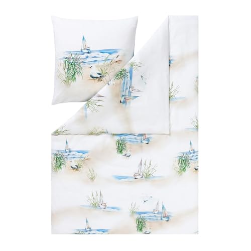 Estella Seersucker Bettwäsche Meggie leinen 1 Bettbezug 135 x 200 cm + 1 Kissenbezug 80 x 80 cm