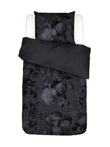 ESSENZA Bettwäsche Floor Nightblue, 135x200 + 1x 80x80 cm - 100% Baumwollsatin 210TC - Blumen