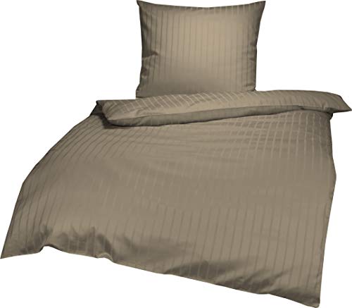 Lorena Textil Verona Mako-Satin Bettwäsche Baumwolle (Kiesel, 155x220 cm + 80x80 cm)