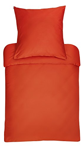 Bassetti Uni Bettwäsche aus 100% Baumwollsatin in der Farbe Korallrot 1987 - R7, Maße: 135x200 cm - 9234121, Korallenrot
