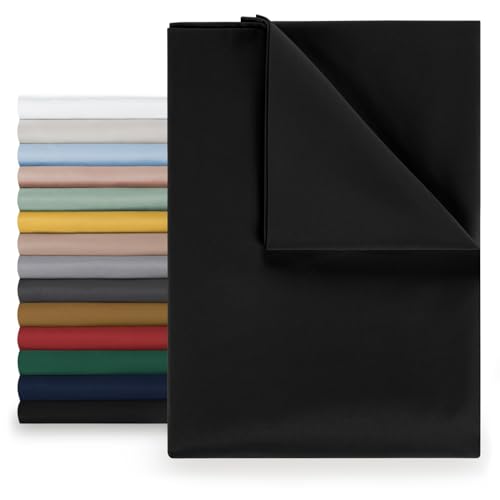 Blumtal® Basic Betttuch 160x275 cm für Matratzen 90x200 cm - Bettlaken ohne Gummi - Oeko-TEX zertifiziertes Betttuch ohne Gummi - Leintuch aus gebürstetem Microfaser - Bettwäsche 90x200cm - Schwarz