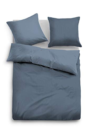 Tom Tailor Satin Bettwäsche Mika, Jeans, Baumwolle, Wendebettwäsche, Schlafzimmer, 135 x 200 cm, 155 x 200 cm, 155 x 220 cm, 200 x 200 cm Größe 2X 80 x 80 cm + 200 x 200 cm
