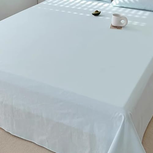 KLUOT Bettwäsche Baumwolle Bettlaken 180 x 230 cm ohne Gummizug Hellblau Atmungsaktiv, extra weich Betttuch für Bett Wohnmobil Camping Decke Reisedecke Ultraleicht