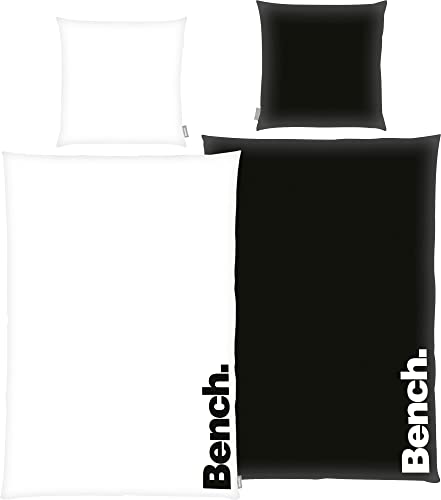 Bench Bettwäsche Set, Modern Opposite, Kopfkissenbezug ca. 80x80 cm, Bettbezug ca. 135x200 cm, Mit leichtläufigem Markenreißverschluss, 100 % Baumwolle, Farbe: Schwarz/Weiß, Art.Nr.: 4412605050