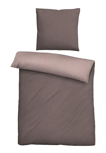 biberna Melange-Flanell Bettwäsche 0840500 Melange Uni 1x 135x200 cm + 1x 80x80 cm, braun