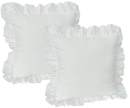MB Warenhandel24 2er Set Kissenhülle zur Bettwäsche RÜSCHEN 2er Set Zubehör Kissenhüllen Weiss 2X ca. 40x40 cm mit Reißverschluss