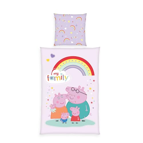 Herding Peppa Pig Bettwäsche, Kissenbezug ca. 80x80 cm, Bettbezug ca. 135x200 cm, mit Reißverschluss, Baumwolle, Renforcé Herding Peppa Pig Bettwäsche, Kissenbezug ca. 80x80 cm, Bettbezug ca. 135x200 cm, mit Reißverschluss, Baumwolle, Renforcé