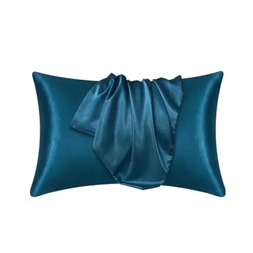 Kompatibel for 2 Stück 51 x 91 cm Seiden-Kissenbezug, Haut-Kissenbezug, Bettwäsche-Hüllen(2pcs Blue)