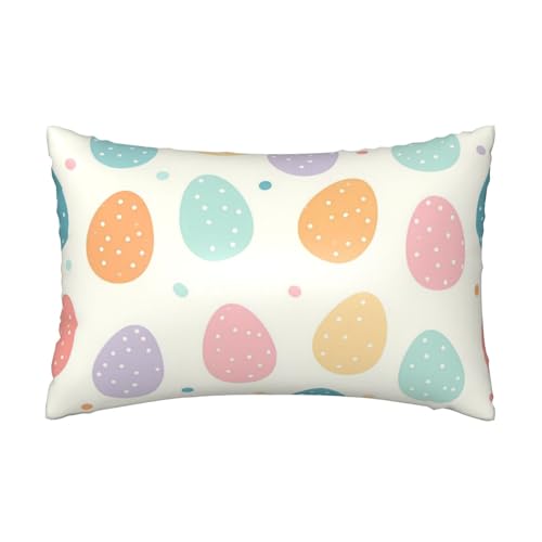 Satin-Kissenbezug, Ostereier, Punkte, seidige Kissenbezüge für Haar und Haut, mit Reißverschluss, farbenfroh, kühlender Kissenbezug für Bettwäsche, Wohnzimmer, Sofa, 50 x 75 cm