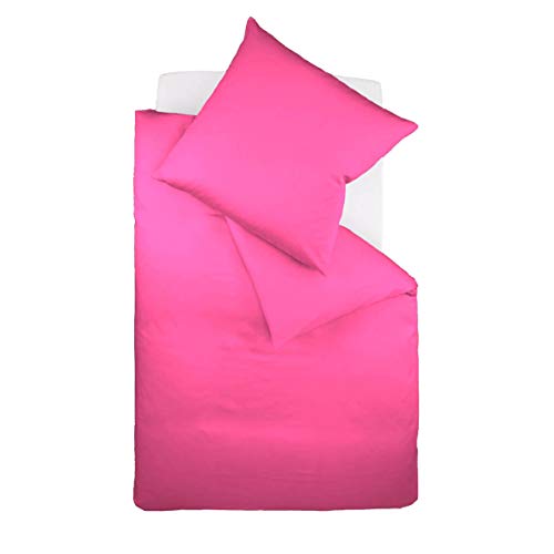 Fleuresse Colours Bettwäsche, Uni-Mako-Satin, pink, 135 x 200 cm