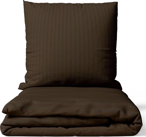 Leonado Vicenti Satin Bettwäsche 200x220 cm Braun | 100% Baumwolle Damast | 4-Jahreszeiten Set mit Kissenbezug 80x80 cm | Premium Qualität | Weich & Hautfreundlich | Mit Reißverschluss