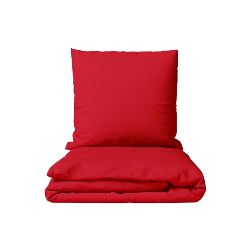 Müskaan Renforcé Bettwäsche 135x200 cm Baumwolle, Rot – Bettbezug Set 2 teilig mit Kissenbezug 80x80, 100% Baumwolle Atmungsaktiv, Deckenbezug mit Reißverschluss, Bettwäsche Allergiker geeignet Müskaan Renforcé Bettwäsche 135x200 cm Baumwolle, Rot – Bettbezug Set 2 teilig mit Kissenbezug 80x80, 100% Baumwolle Atmungsaktiv, Deckenbezug mit Reißverschluss, Bettwäsche Allergiker geeignet