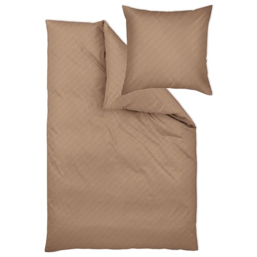 Curt Bauer Mako-Brokat-Damast Bettwäsche Alva Terra, 1 Bettbezug 135 x 200 cm + 1 Kissenbezug 80 x 80 cm