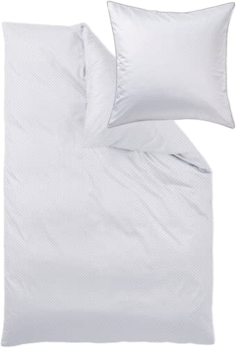 Curt Bauer Mako-Brokat-Damast-Bettw� �sche-Garnitur Dessin 9008 Arezzo Farbe weiß-0000 Größe 135x200 + 80x80 cm Waffelmusterung maskuliner Touch Reißverschluss