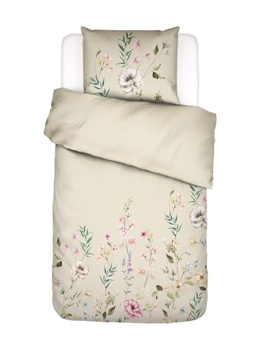 ESSENZA Bettwäsche Romee Vanille, 135x200 + 1x 80x80 cm - 100% Baumwollsatin 200TC - Blumen
