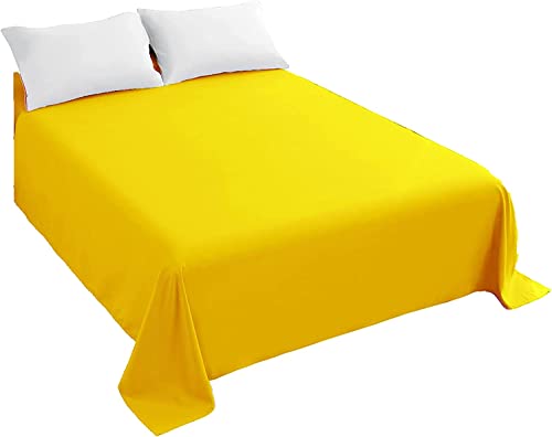 Bettlaken aus ägyptischer Baumwolle, Fadenzahl 500, klassisches gelbes Oberlaken für King-Size-Bett, weich, luxuriös, unverzichtbar