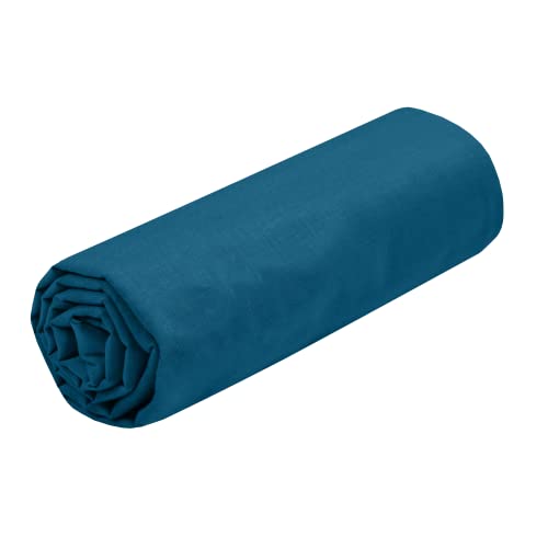 Lovely CASA - Spannbettlaken, Größe 90 x 190 cm, große Spannhöhe 30 cm, 100 % Baumwolle, Öko-Tex zertifiziert - Farbe Petrol, Modell Eden, Bettwäsche für Zuhause, weich und bequem, kuschelig