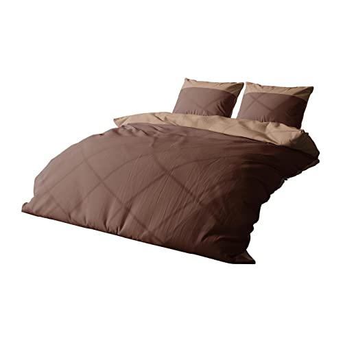 Lorena Uni Mako-Satin Bettwäsche Classic Hut Kaffee, 1 Bettbezug 155 x 220 cm + 1 Kissenbezug 80 x 80 cm
