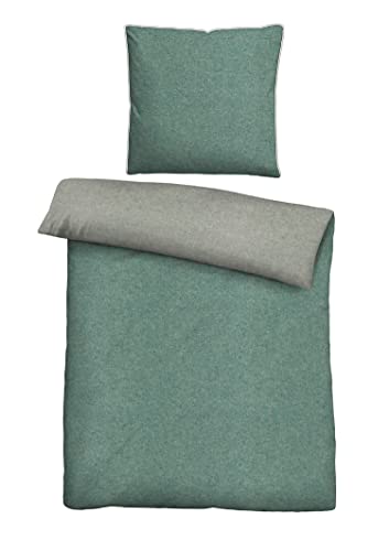 biberna 0840500 Wende-Bettwäsche Garnitur mit Kopfkissenbezug Melange-Flanell 1x 155x220 cm + 1x 80x80 cm, fichte biberna 0840500 Wende-Bettwäsche Garnitur mit Kopfkissenbezug Melange-Flanell 1x 155x220 cm + 1x 80x80 cm, fichte