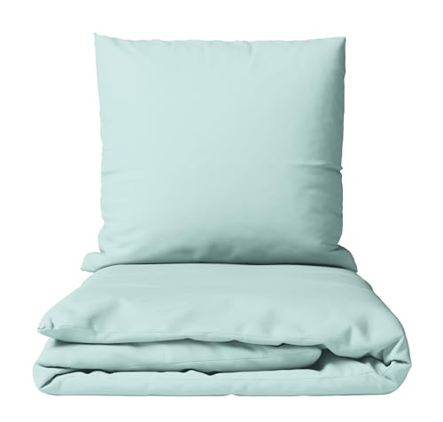 Leonado Vicenti Bettwäsche Hellblau Einfarbig 135x200 cm Deckenbezug 80x80 cm Kissenbezug Set Garnitur mit Reißverschluss
